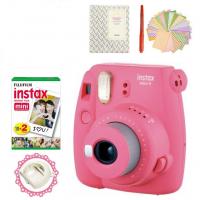 Camara Fujifilm Instax Mini 9 Rosa Flamingo - Full Paquete 